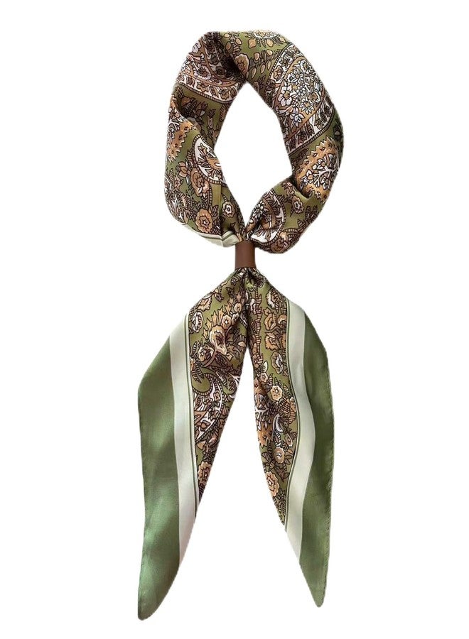 CYian Square Scarf for Men Silk Feel Neck Scarf Satin Bandana Neckerchief Head Scarves Fashion Gifts for Men Formal Casual Business, Green Brown, 70*70CM - Image 1