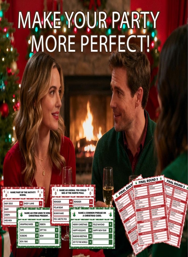 Zmyollo Christmas Friendly Feud Game, Family Friendly Feud Game, Fun Christmas Party Games, Trivia Quiz for Adults Large Group, Family Games Night, Holiday Party Supplies & Activities -A05 - Image 4