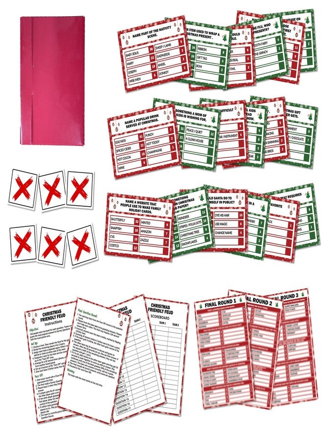Zmyollo Christmas Friendly Feud Game, Family Friendly Feud Game, Fun Christmas Party Games, Trivia Quiz for Adults Large Group, Family Games Night, Holiday Party Supplies & Activities -A05 - Image 1