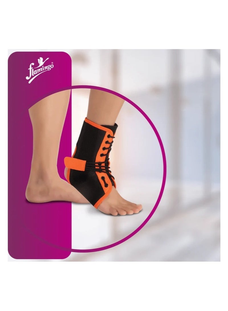 Flamingo Laced Ankle Brace, Extra Large, Black/Orange