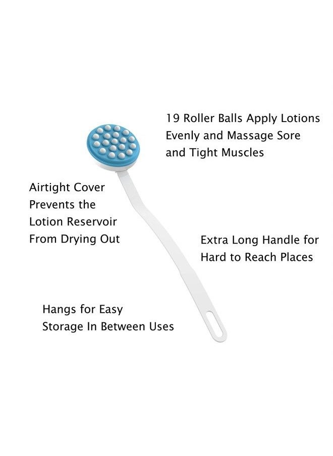 Remedy - Wand for Applying Lotion Applicator and Massager – Handheld Long Handled Easy Reach Roll-On Dispenser for Sunscreen, Cream, Shower Gel on Back, Legs and Feet, 1 Pack, Blue - Image 1