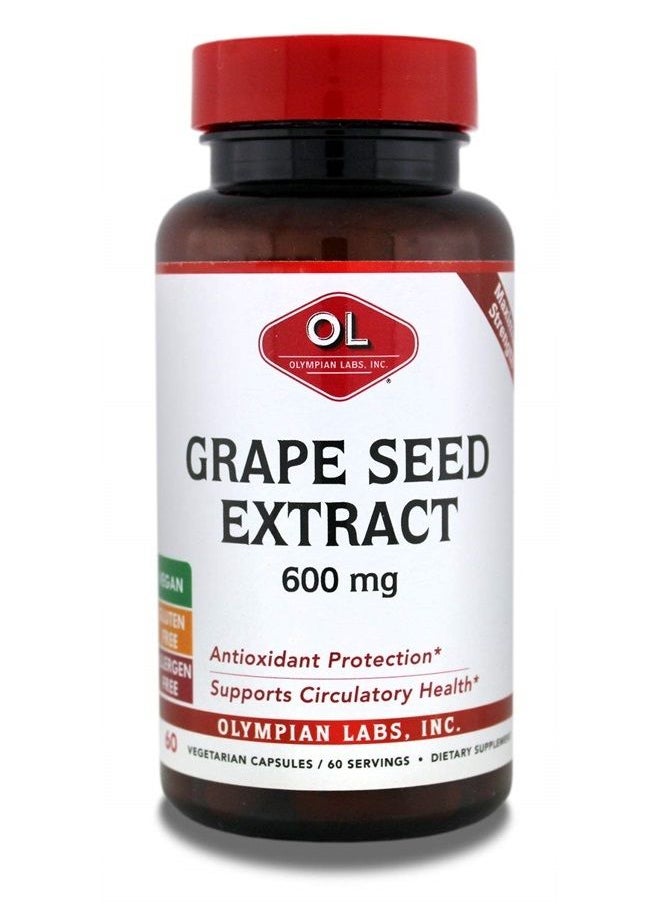 Olympian Labs Grape Seed Extract 600mg, Supports Heart & Immune Health, 60 Count 