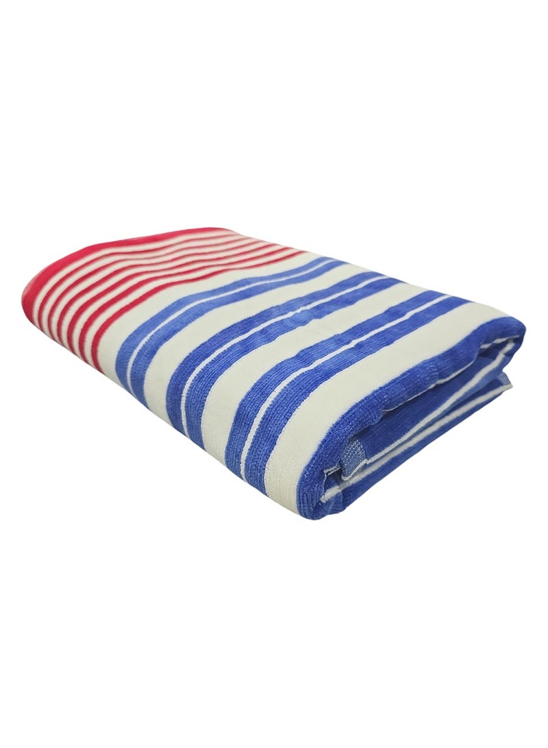 كاسينو Kassino Premium Striped Oversized Beach Towels (90 x 180cm) - 100% Cotton, Soft & Quick-Dry, Double Stitched for Durability, Perfect towels for Beach and Pool (1PC) (1, Red and Blue Stripes) - Image 1