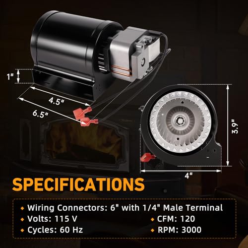 Kozlira 1 Pair Blower Motor for Lopi & Avalon Wood Stove, Freedom Bay, Answer, Revere, Rainier, Pendleton, for 99000137 99000123 99000190 99000126 99000128 99000133 Blower Fan (Left + Right) - Image 3