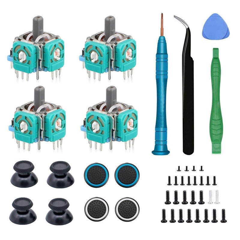 4PCS 3D Analog Joystick Replacement for PS5 Controller, Thumbsticks Repair Tool Kit Compatible with Playstation 5 DualSense Wireless Controller, Drift Damaged Joystick Replacements with Screwdriver - Image 1