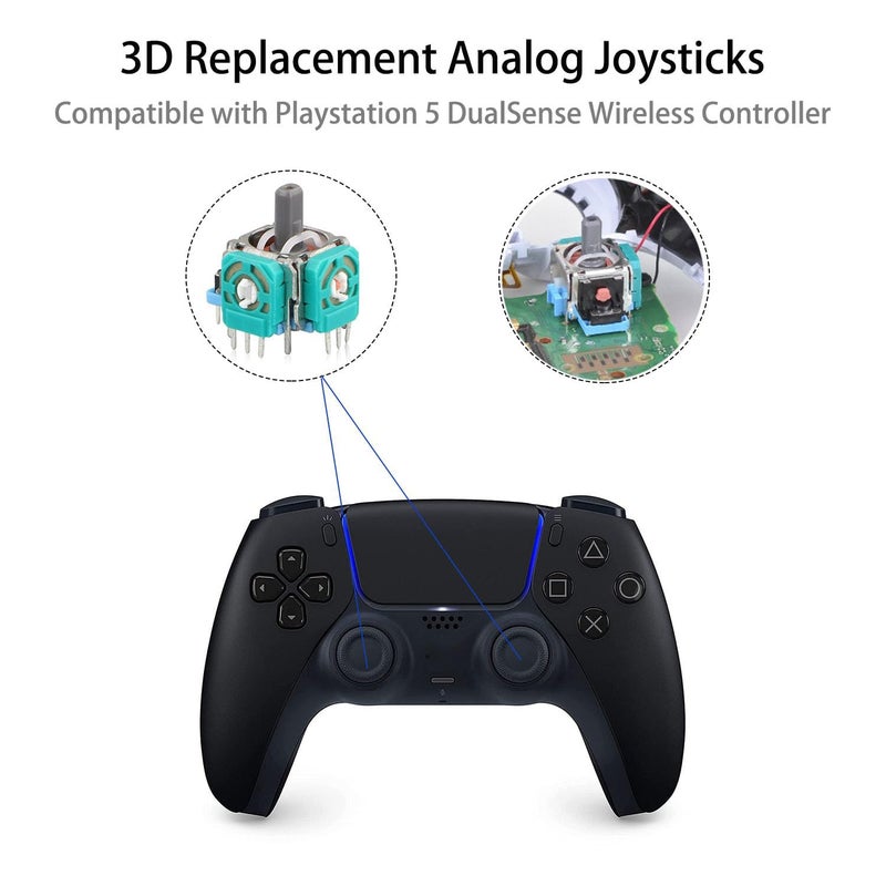 4PCS 3D Analog Joystick Replacement for PS5 Controller, Thumbsticks Repair Tool Kit Compatible with Playstation 5 DualSense Wireless Controller, Drift Damaged Joystick Replacements with Screwdriver - Image 2