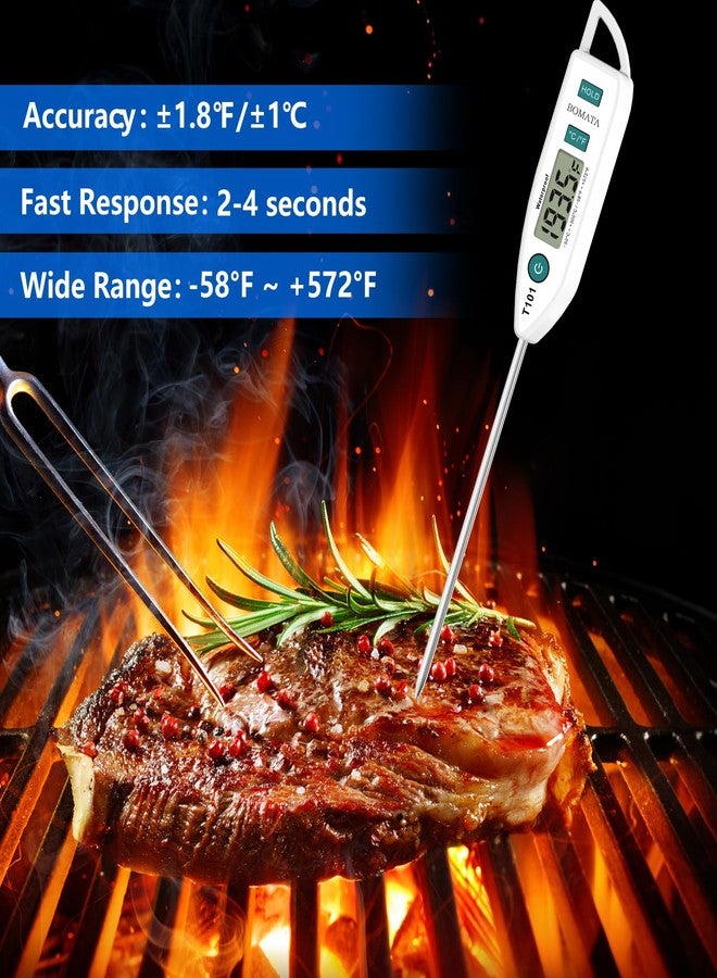 BOMATA Waterproof IPX7 Thermometer for Water, Liquid, Candle and Cooking. Instant Read Food Thermometer with Long Probe for Cooking, Meat, BBQ! T101C (White Color)…… - Image 3