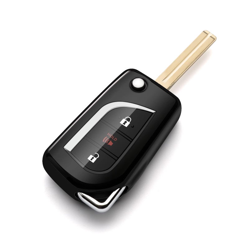 ZSPDACC Compatible with Toyota Corolla Key Fob Cover Black Flip car Key Chain Case Holder Protector CHR Camry rav4 Corolla iM Accessories