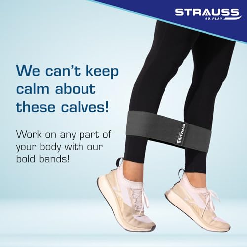 Strauss Fabric Resistance Band | Resistance Loop Band for Exercise, and Workout | Hip Band for Stretching, Squats, Legs, Thigh, Glutes and Butt Toning Workout | Ideal for Men & Women (Black) - Image 3
