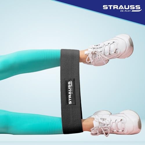 Strauss Fabric Resistance Band | Resistance Loop Band for Exercise, and Workout | Hip Band for Stretching, Squats, Legs, Thigh, Glutes and Butt Toning Workout | Ideal for Men & Women (Black) - Image 5