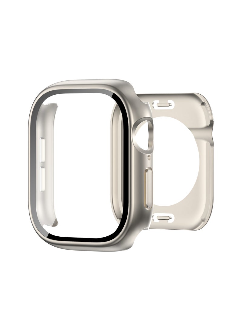 Waterproof Case for Apple Watch Series 9/8/7 45mm with Tempered Glass Screen Protector, 360 Full Coverage Protective Cover for Apple iWatch 45mm, Starlight - Image 1