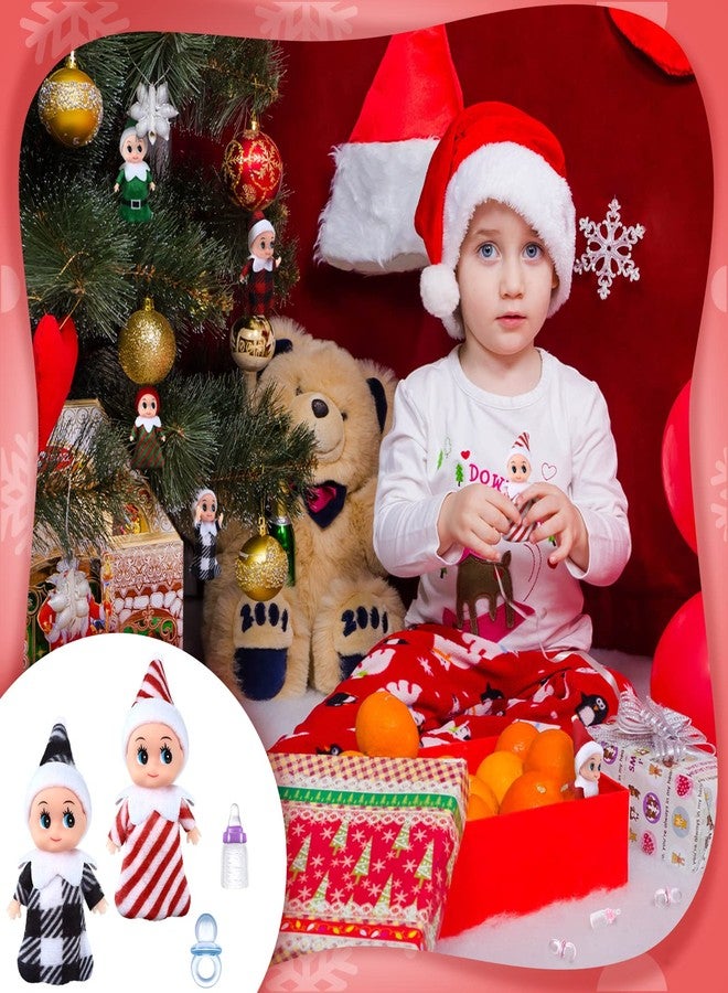 Aoriher 18 Pieces Tiny Doll Twins Set, 6 Christmas Dolls 6 Milk Bottles and 6 Doll Pacifiers, Mini Dolls Colorful Plush Cute Dolls for Christmas New Year Holiday Decoration(Vivid Style) - Image 5