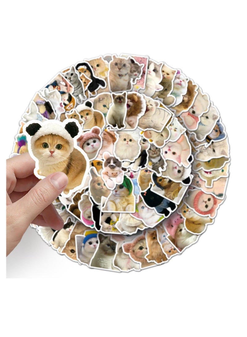 Cute Cat Stickers Set of 100, Waterproof and Aesthetic Animal Stickers for Water Bottles, Laptops, Skateboards, Phones, Gifts and More - Image 3