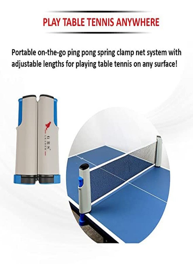 Grès GRS Sports Portable Ping Pong Net, Retractable and Adjustable Length Table Tennis Net for Any Table, Table Tennis Net, Color May Vary, Clamps to Any Table (Up-to 2 m)- Optional Racket and Ball Set - Image 4