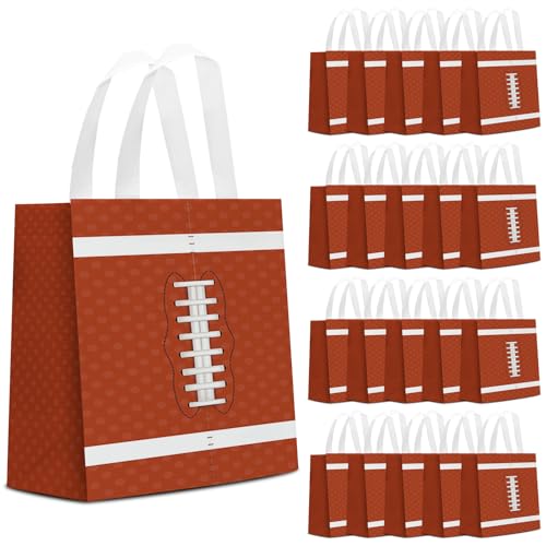 KERINGO 24 PCS Superbowl Party Decorations Football Gift Bags Football Party Decorations with Handles Reusable Football Goodie Snack Favor Bag Non Woven Party Favor Bags for Sports Birthday Decor - Image 1