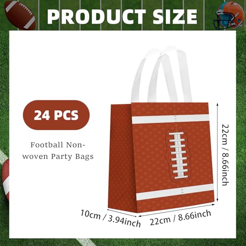 KERINGO 24 PCS Superbowl Party Decorations Football Gift Bags Football Party Decorations with Handles Reusable Football Goodie Snack Favor Bag Non Woven Party Favor Bags for Sports Birthday Decor - Image 2