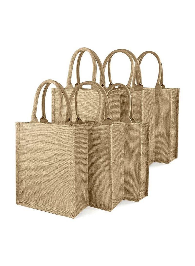 Eco-neutral 5-Piece Waterproof Coating With Soft Handle Jute Tote Shopping Bag - Image 1