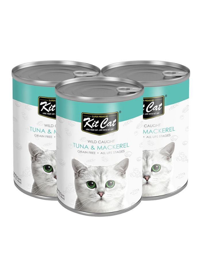 Kit Cat Wild Caught Tuna with Mackerel Canned Cat Food 3 x 400g - Image 1