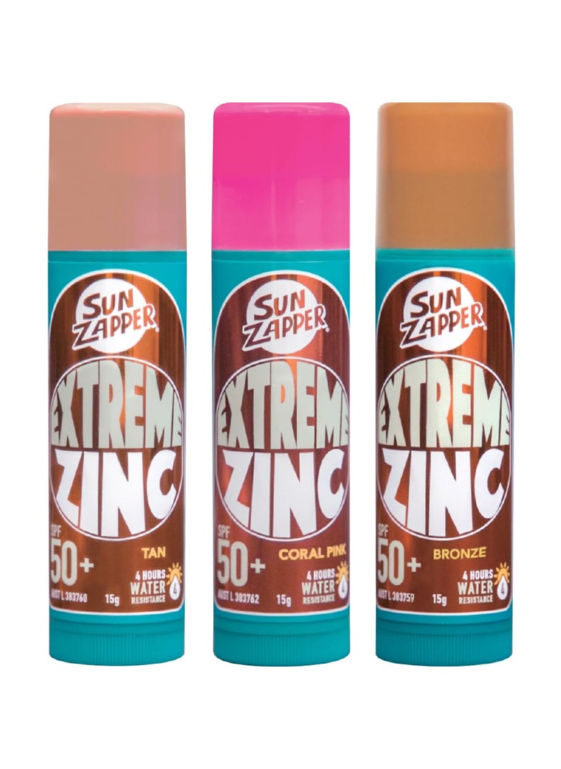 Sun Zapper - Sun Zapper Extreme Zinc Sunscreen Stick Beauty Pack  SPF 50 Sunblock in Tan Bronze  Pink  Made in Australia - Image 1