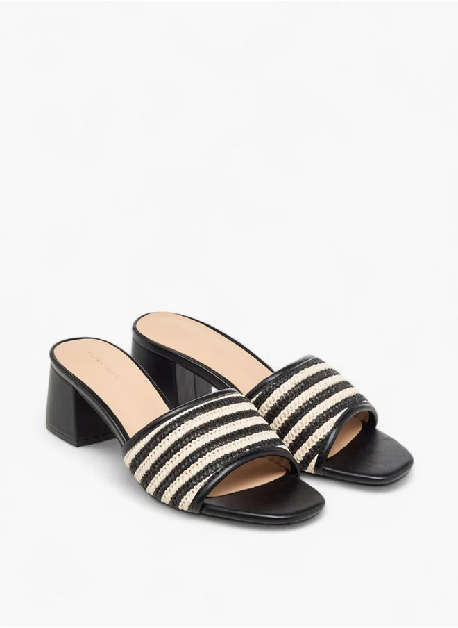 فلورا بيلا من شو إكسبرس Women's Textured Slip-On Sandals with Block Heel