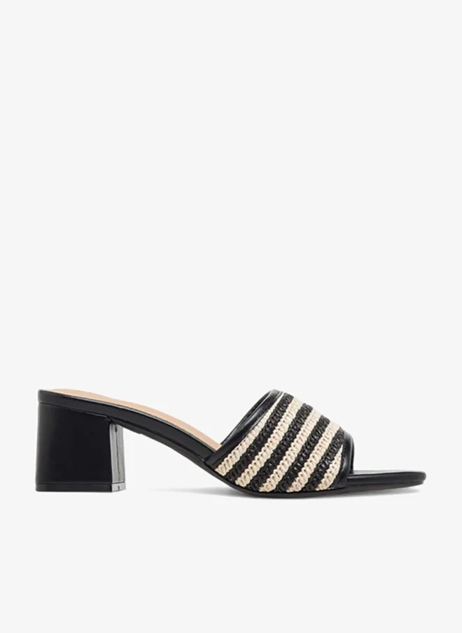 Flora Bella By Shoexpress Women's Textured Slip-On Sandals with Block Heel