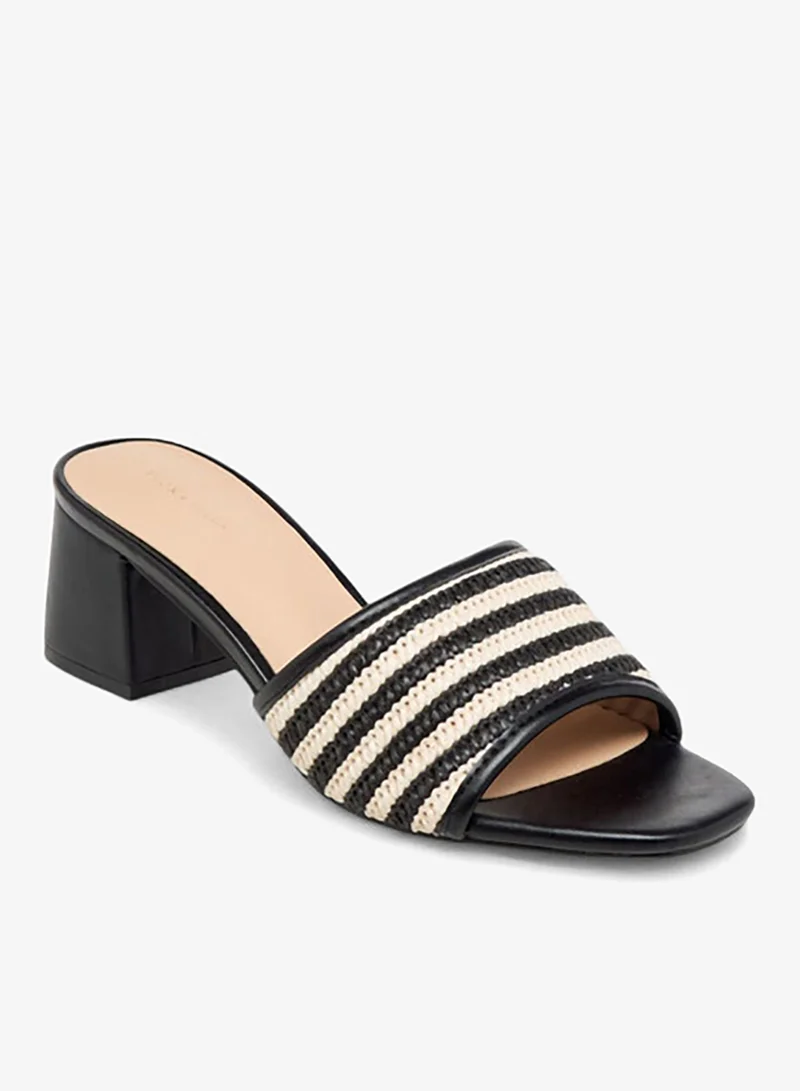 Flora Bella By Shoexpress Women's Textured Slip-On Sandals with Block Heel