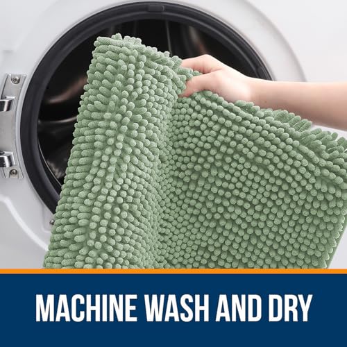 OLANLY Bathroom Rugs 24x16, Extra Soft Absorbent Chenille Bath Rugs, Rubber Backing Quick Dry, Machine Washable Bath Mats for Bathroom Floor, Tub and Shower, Home Decor Accessories, Sage Green - Image 5