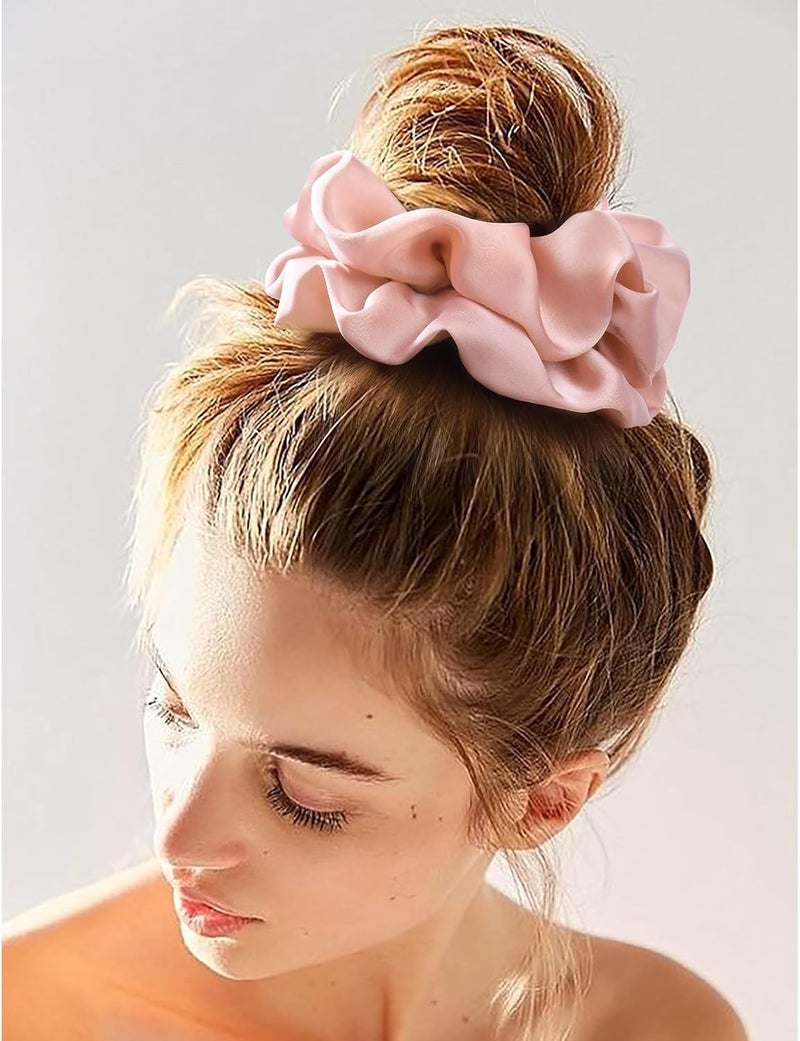 CEELGON Large Silk Satin Scrunchies for Women Big Jumbo Hair Ties Oversized Scrunchies for Thick Curly Hair Pack of 6 (Classic Elegance Collection) - Image 4