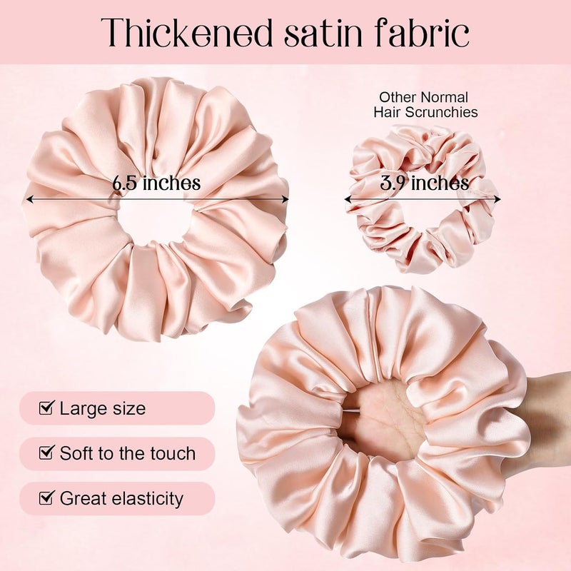 CEELGON Large Silk Satin Scrunchies for Women Big Jumbo Hair Ties Oversized Scrunchies for Thick Curly Hair Pack of 6 (Classic Elegance Collection) - Image 2