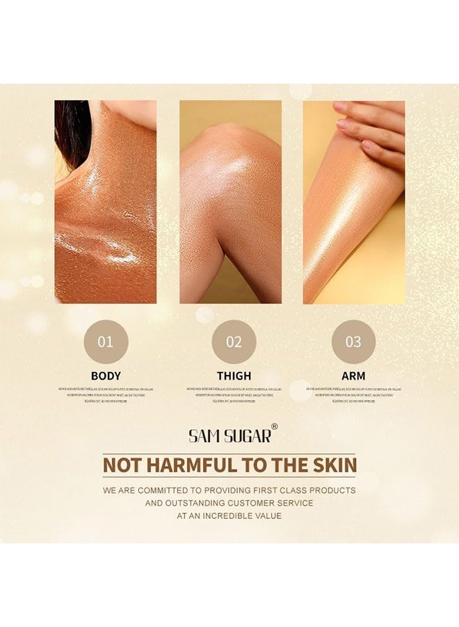 SAM SUGAR Body Shimmer Oil, Long Lasting Moisturizing Body Glow Oil for Women Face and Body Luminizer Highlighter Makeup 100ml Glitter Shimmer Lotion for Glow Skin 03# - Image 5