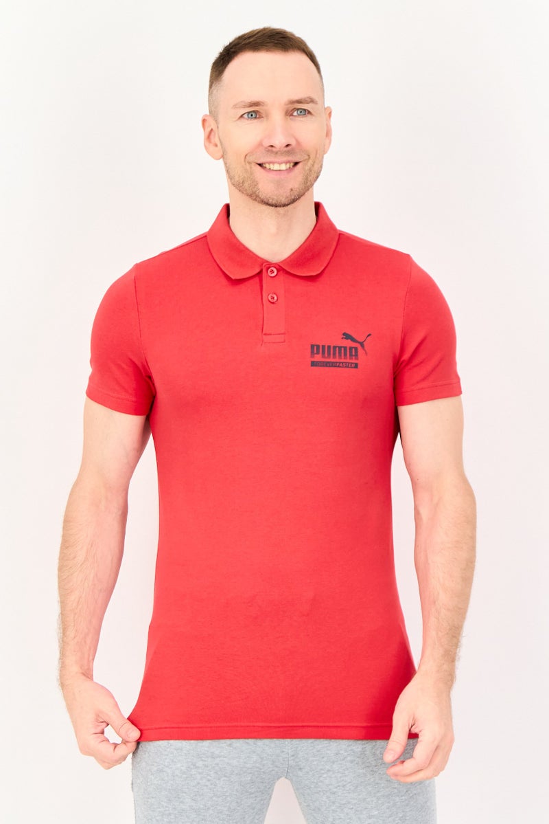 PUMA Men Slim Fit Short Sleeve Outdoor Polo Shirt, Red - Image 1
