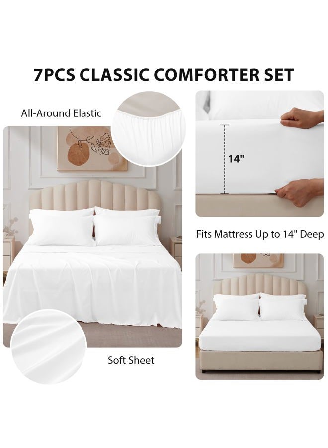 Velorose Queen Comforter Set White - Bed in a Bag Queen Size 7 Pieces, Soft Bedding Set for All Seasons, Premium Queen Comforter Set with Comforter, Sheets, Pillowcases & Shams - Image 3