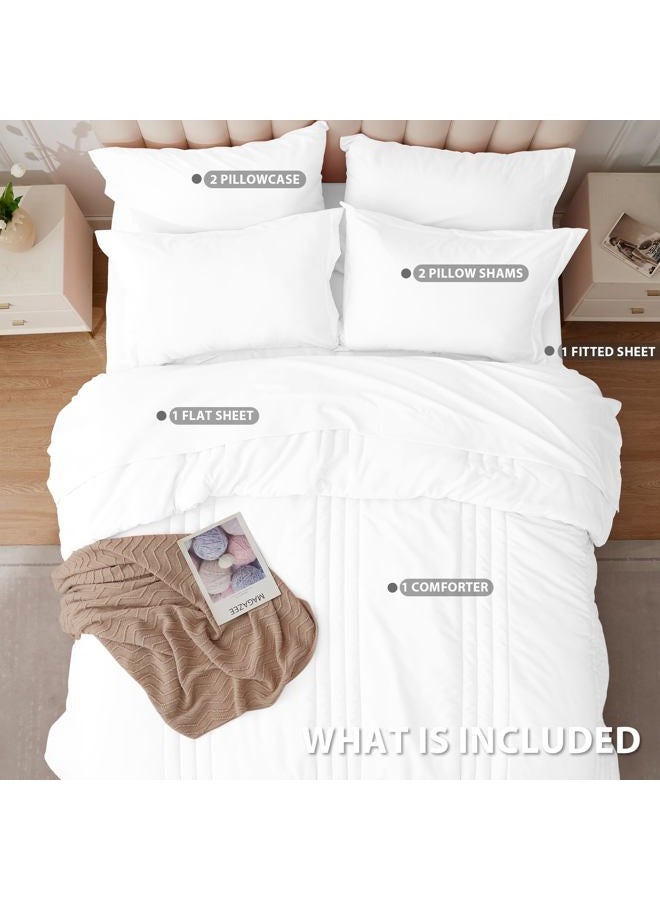Velorose Queen Comforter Set White - Bed in a Bag Queen Size 7 Pieces, Soft Bedding Set for All Seasons, Premium Queen Comforter Set with Comforter, Sheets, Pillowcases & Shams - Image 2