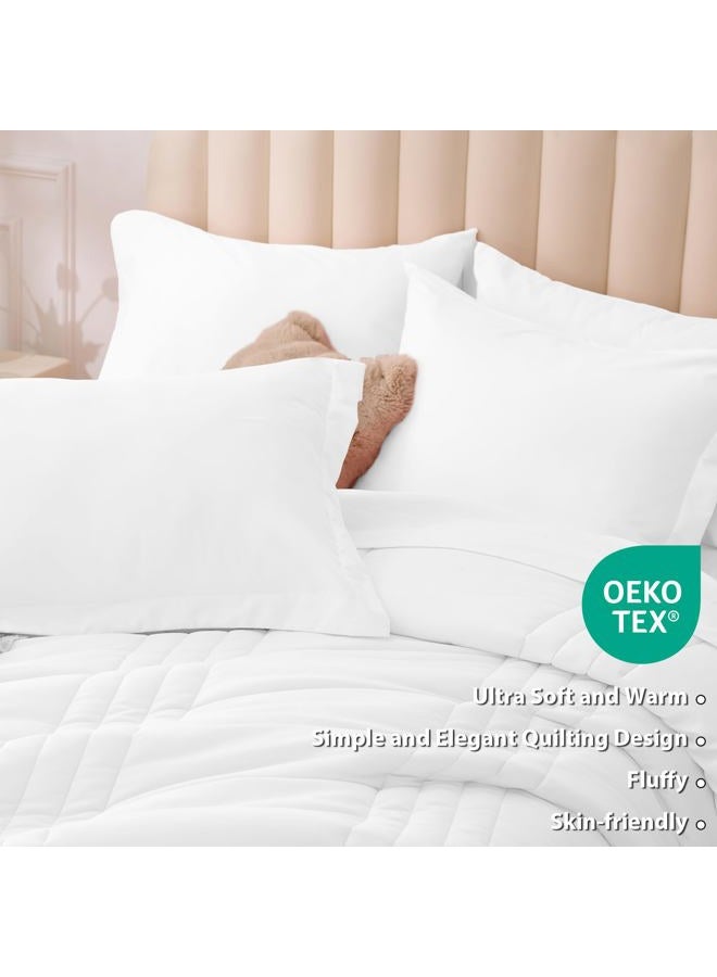 Velorose Queen Comforter Set White - Bed in a Bag Queen Size 7 Pieces, Soft Bedding Set for All Seasons, Premium Queen Comforter Set with Comforter, Sheets, Pillowcases & Shams - Image 5