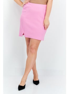 Women Solid Mini Skirt, Pink