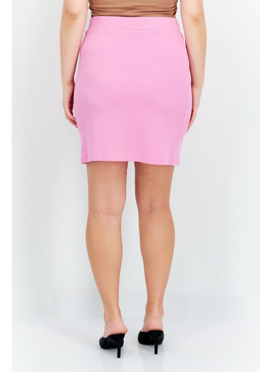 Riley & Rae - Women Solid Mini Skirt, Pink - Image 1