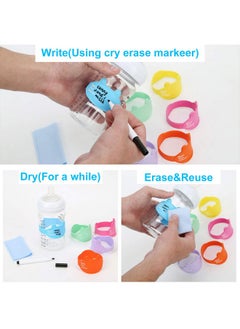 FORETOO Baby Bottle Labels For Daycare Durable Writable Reusable Food Grade Silicone 6 Pack Baby Bottle Labels With Dry Erase Marker Foretoo  - Image 4