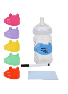 FORETOO Baby Bottle Labels For Daycare Durable Writable Reusable Food Grade Silicone 6 Pack Baby Bottle Labels With Dry Erase Marker Foretoo  - Image 1
