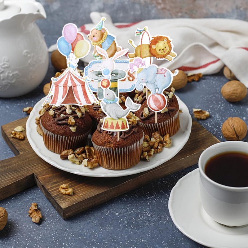 RSSTARXI 40 Pack Circus Cupcake Topcake Circus Decored Cake Cake Decorations Elephant Bear Circus Cupcake يختارها كرنفال ديكورات عيد ميلاد الطفل. - Image 5