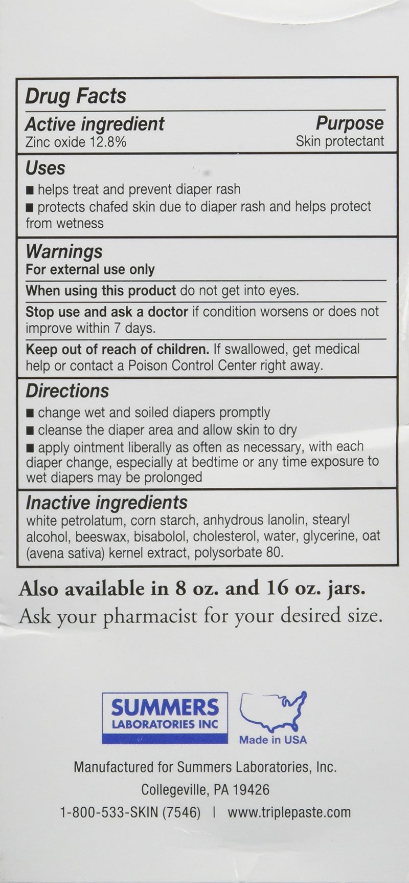 Triple Paste Diaper Rash Cream, Hypoallergenic Medicated Ointment for Babies, 2 oz (Pack of 3) - Image 3