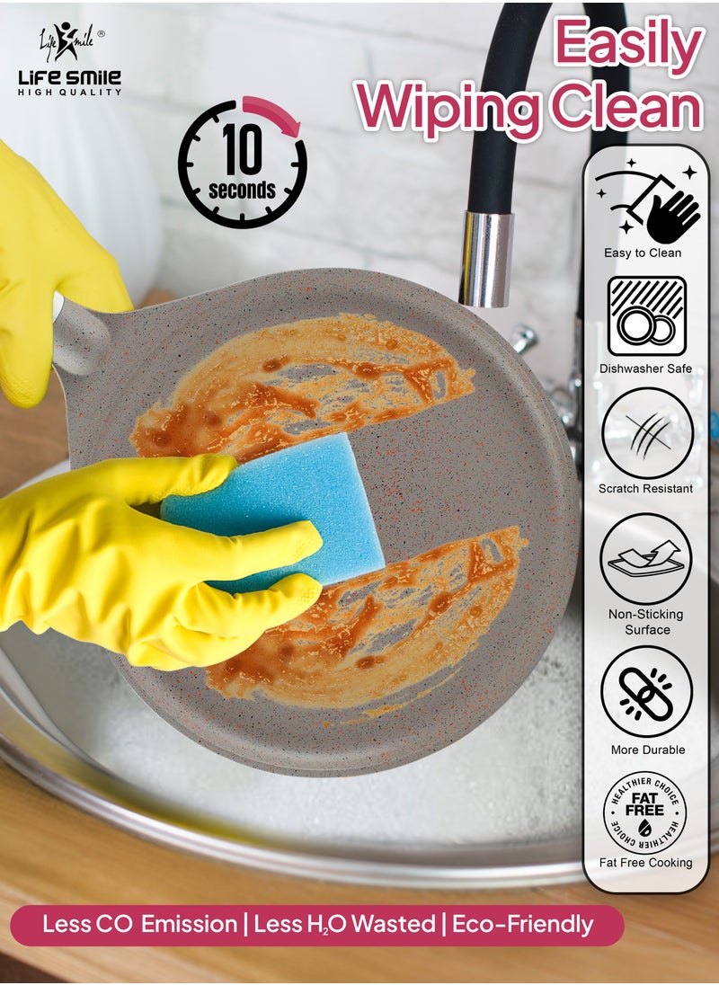 28cm   LIFE SMILE Crepe Pan, Non Stick Multi Layer Granite Coating, 100% PFOA FREE Tawa Pan, Induction Bottom Skillet Frying Pan for Pizza, Omelette, Tortillas - pzsku/ZF6ACCA08CA8742F3B25BZ/45/_/1728895125/40f54c03-d913-4ef9-ac03-93d7080838c6