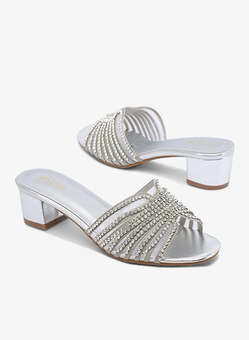 Fyor  Stylish Radiating-Jewel Mesh Block Heel MY 398 for Women | Best Price UAE