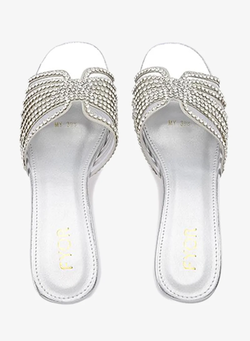 Fyor  Stylish Radiating-Jewel Mesh Block Heel MY 398 for Women | Best Price UAE