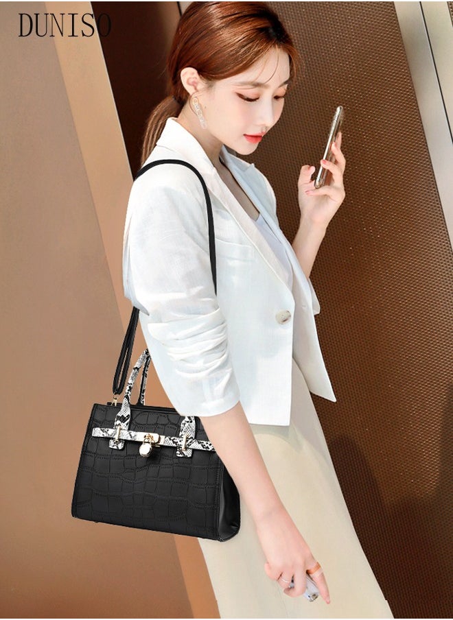 DUNISO - 2PCS Women's Elegant Purses and Handbags Set Shoulder Bag Ladies Designer Satchel Messenger Tote Bag Crossbody Bag for Shopping Working - Image 1