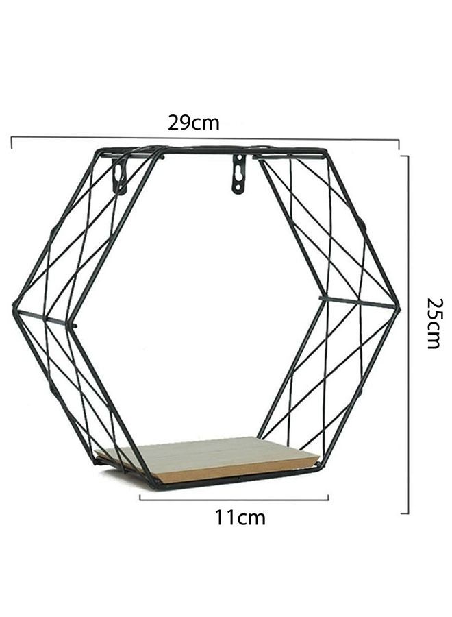 MARGOUN Hexagonal Floating Shelf Stylish Wall Storage Rack Black - Image 2