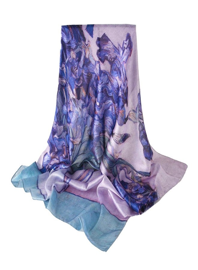 وشاح نسائي من حرير التوت بنسبة 100%، وشاح مربع كبير، وشاح مصمم أزياء، وشاح خفيف الوزن (النمط 49) - Image 1