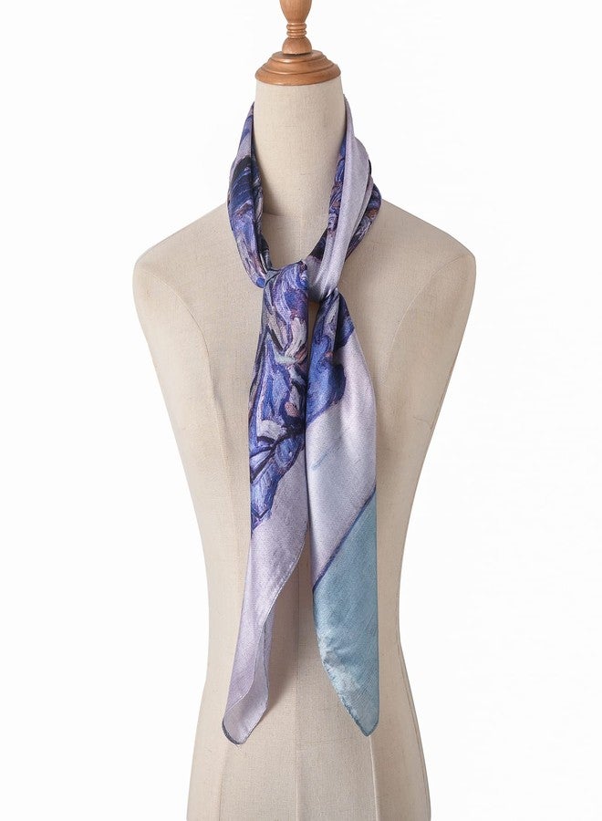 وشاح نسائي من حرير التوت بنسبة 100%، وشاح مربع كبير، وشاح مصمم أزياء، وشاح خفيف الوزن (النمط 49) - Image 2