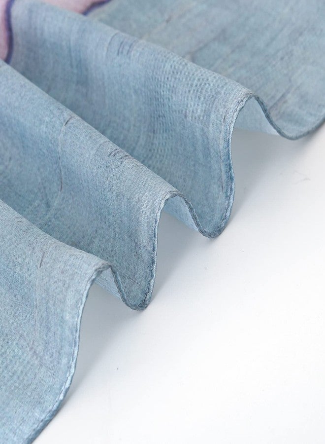 وشاح نسائي من حرير التوت بنسبة 100%، وشاح مربع كبير، وشاح مصمم أزياء، وشاح خفيف الوزن (النمط 49) - Image 4