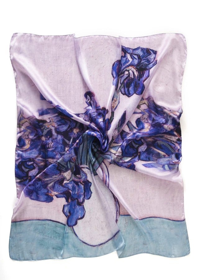 وشاح نسائي من حرير التوت بنسبة 100%، وشاح مربع كبير، وشاح مصمم أزياء، وشاح خفيف الوزن (النمط 49) - Image 3