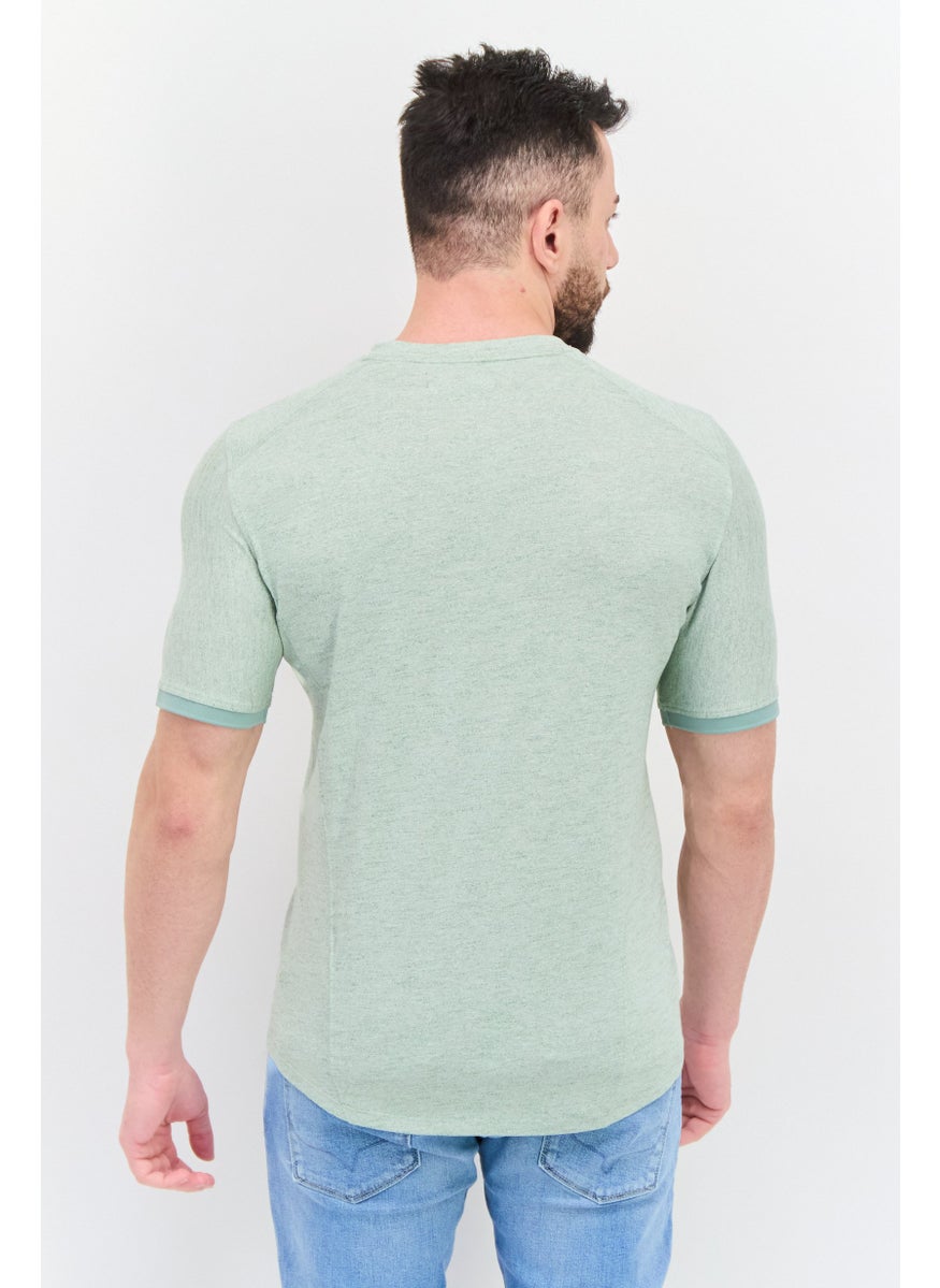 Kenneth Cole Men Crew Neck Short Sleeve Solid T Shirt, Light Green  - Image 3